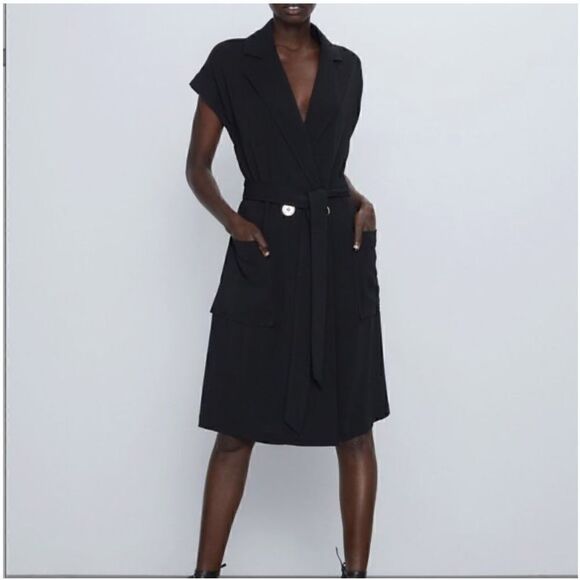 Zara Dresses & Skirts - Zara Belted Dress Black Women’s